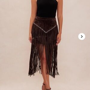 Brown Fringe Skirt